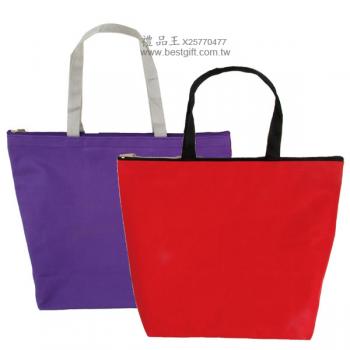 高級拉鍊購物袋 (紫.紅) 